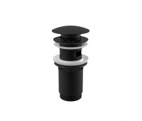 Alca Plast A392BLACK Донный клапан сифона для умывальника CLICK/CLACK 5/4", цельнометаллический с переливом и большой черной заглушкой Alca Plast A392BLACK Донный клапан сифона для умывальника CLICK/CLACK 5/4", цельнометаллический с переливом и большой черной заглушкой